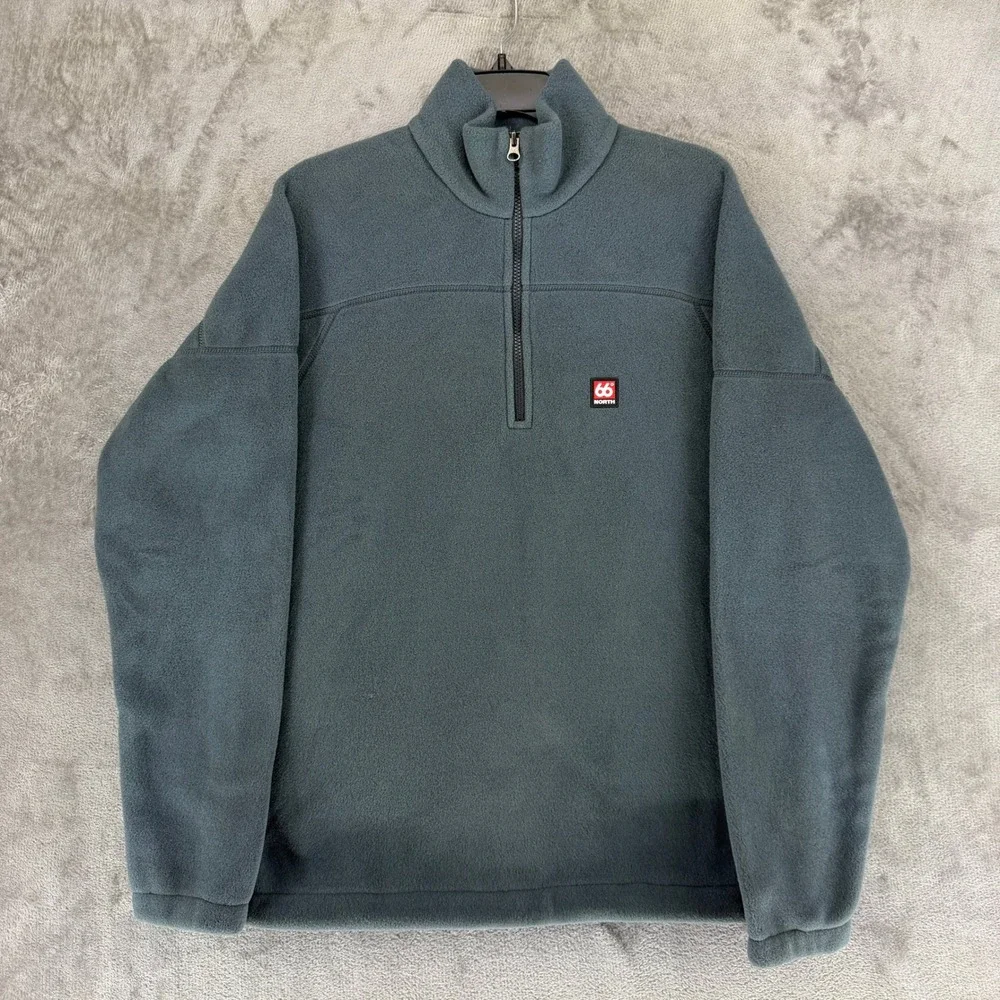 66 North Pullover Mens L Esja Half-Zipped Blue Gray 1/4 Zip Fleece EUC